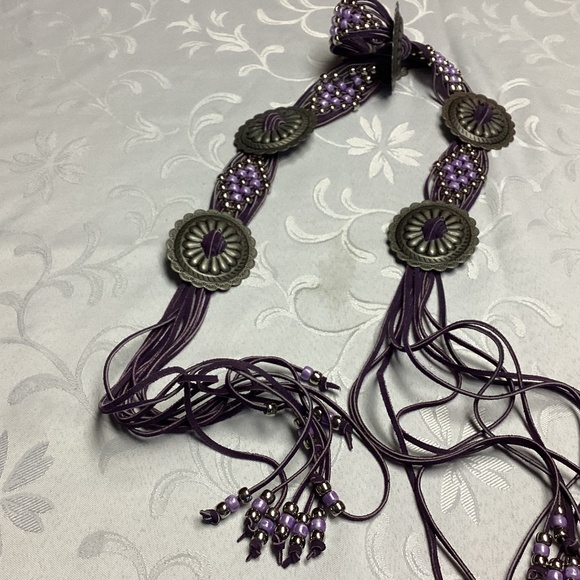 PURPLE. CONCHO BELT. FRINGED 30 in plus 17β fringed πππππππ - Picture 1 of 9